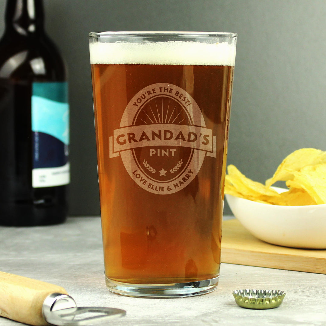 Personalised Beer Label Pint Glass, The Personal Shop, personalised gifts