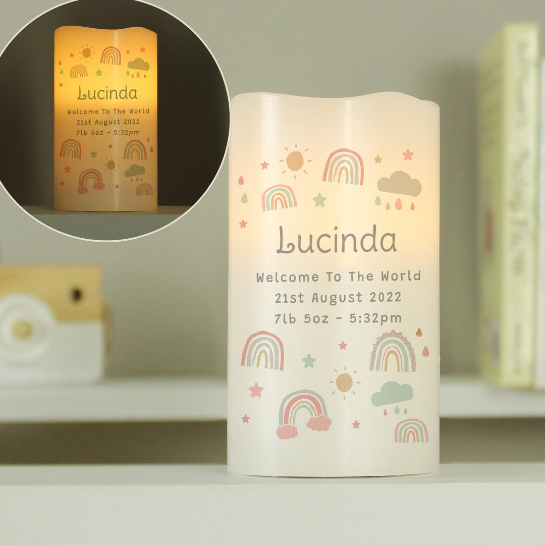 Personalised Rainbow LED Candle – alternative view