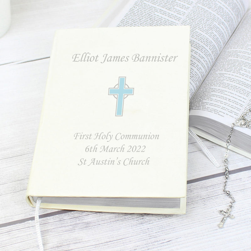 Personalised Blue Cross Holy Bible - Eco-friendly