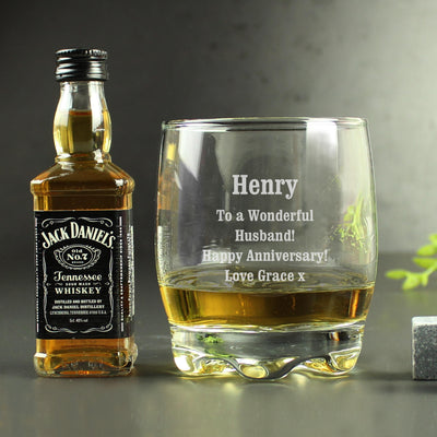 Personalised Tumbler and Whiskey Miniature Set