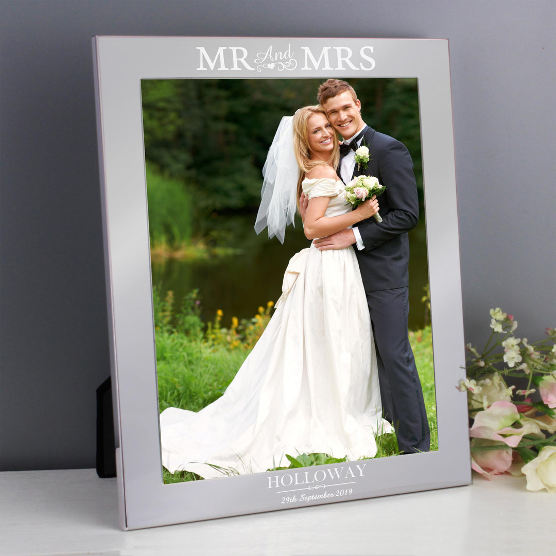Personalised Mr &amp; Mrs 8x10 Silver Photo Frame, The Personal Shop, personalised gifts