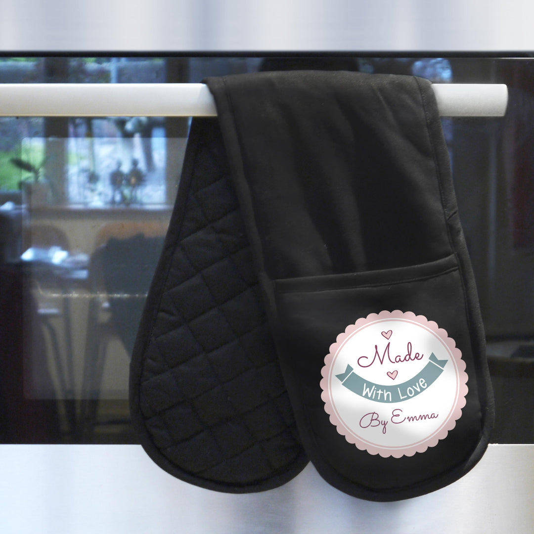 Personalised Made with Love Oven Gloves – alternative view