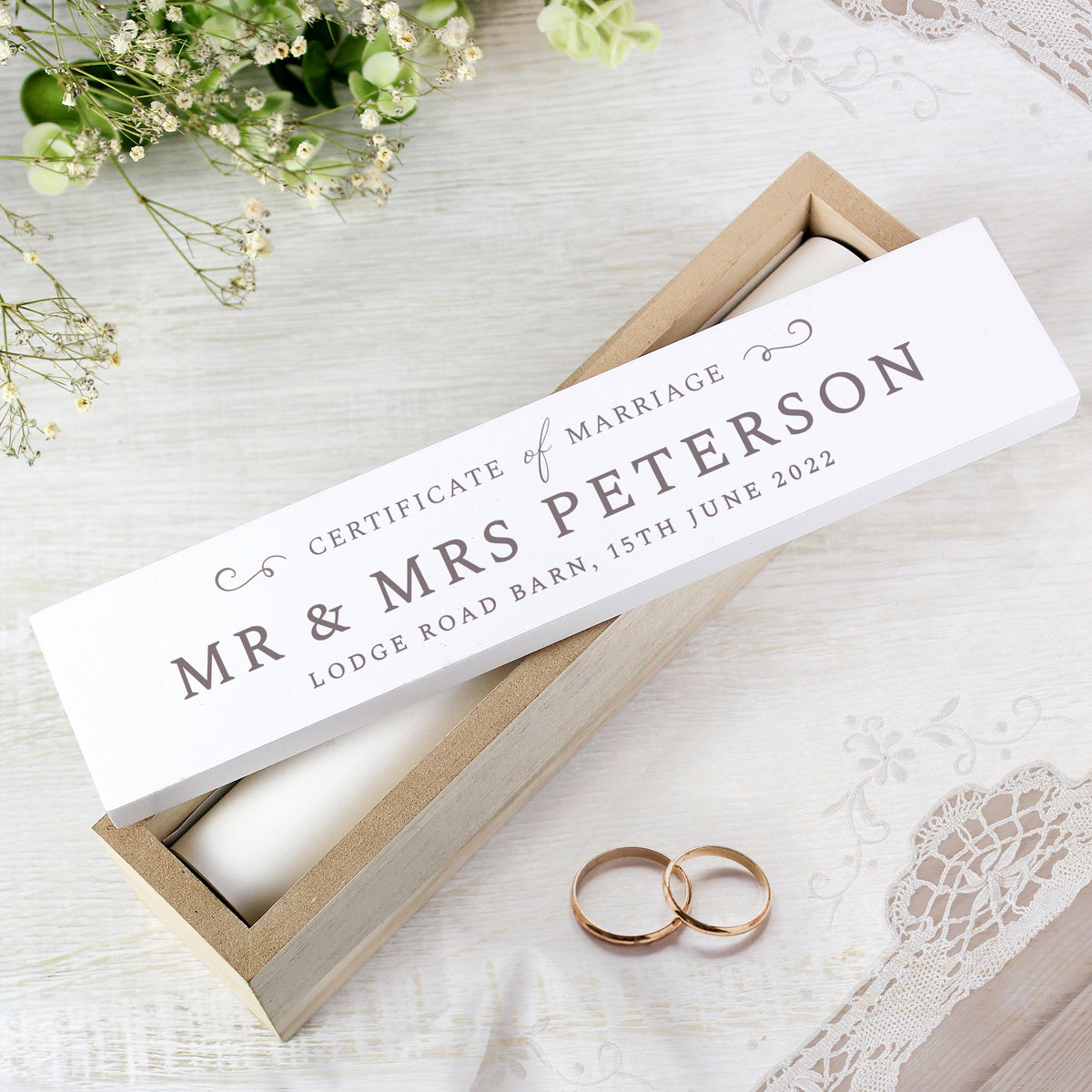 Personalised Wedding Wooden Certificate Holder, The Personal Shop, personalised gifts