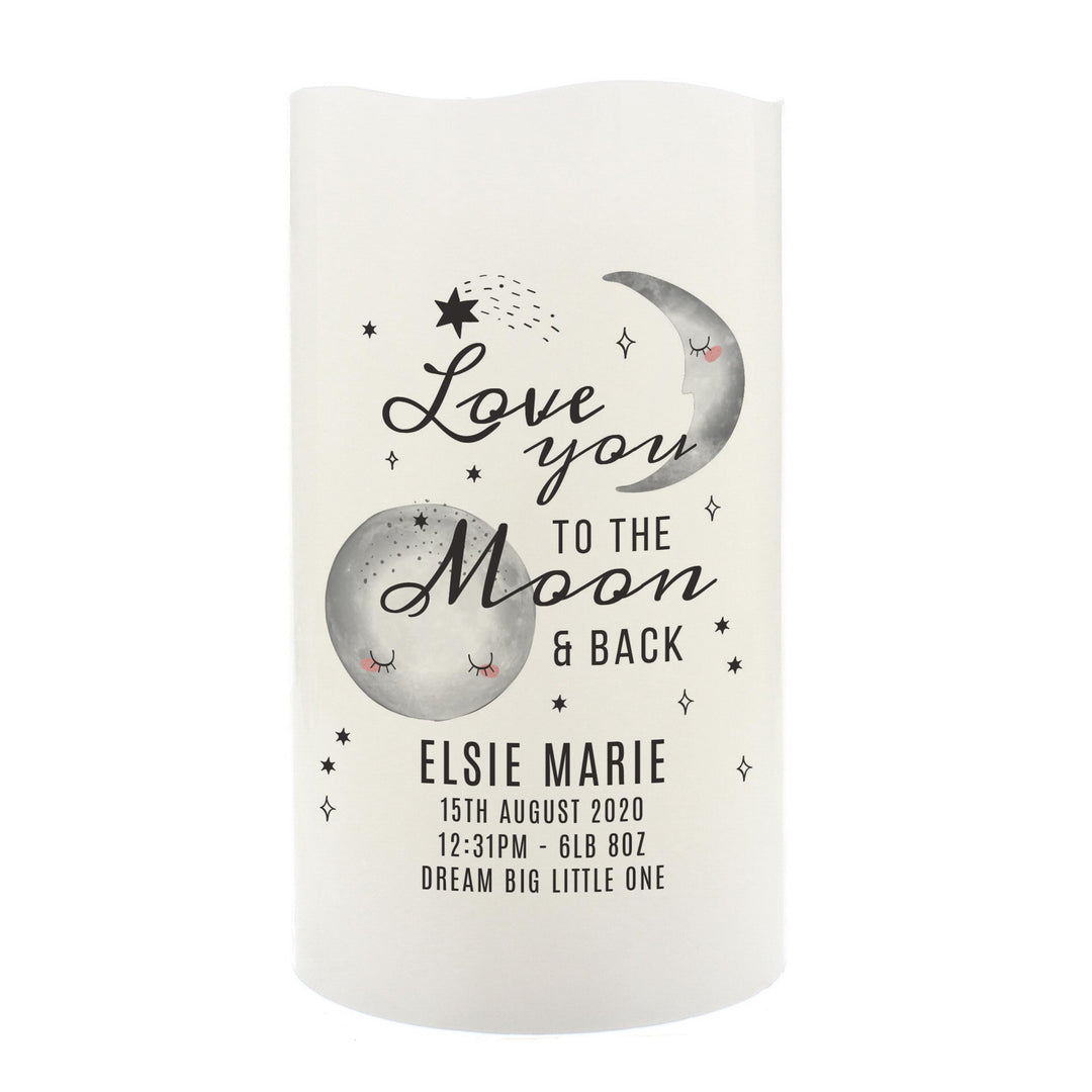 Personalised Baby To The Moon and Back LED Candle – alternative view