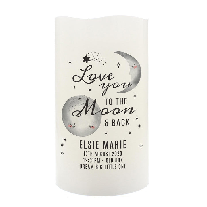 Personalised Baby To The Moon and Back LED Candle – alternative view
