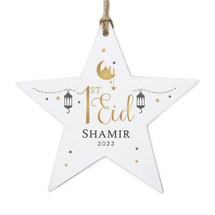 Personalised 1st Eid Wooden Star Decoration – alternative view