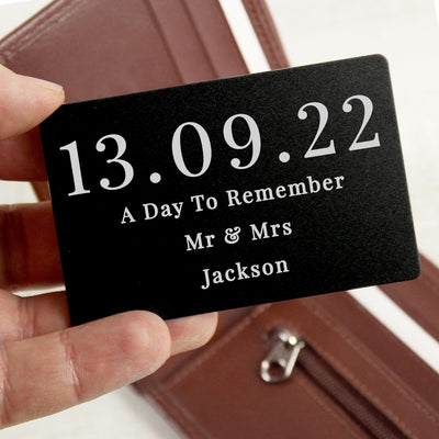 Personalised Large Date Black Wallet Card