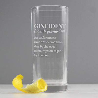 Personalised Gincident Hi Ball Glass