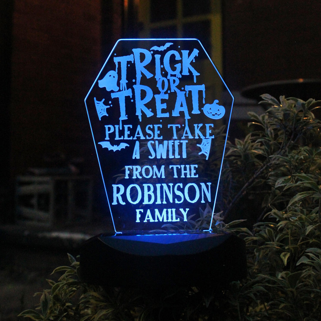 Personalised Trick or Treat Halloween Solar Light – alternative view