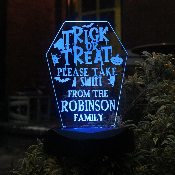 Personalised Trick or Treat Halloween Solar Light – alternative view