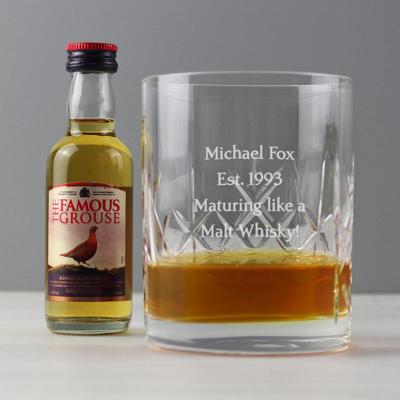 Personalised Cut Crystal & Whisky Gift Set