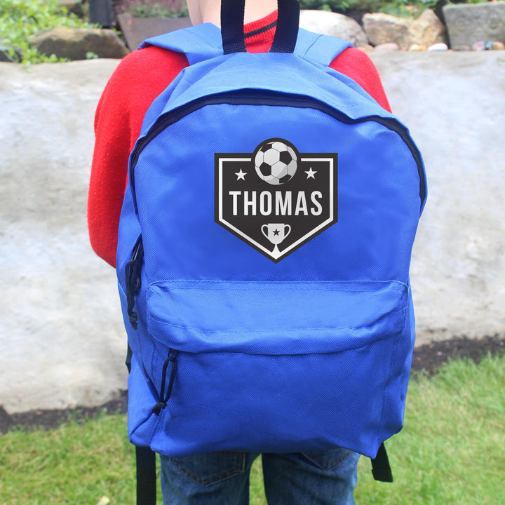 Personalised Football Blue Backpack – alternative view
