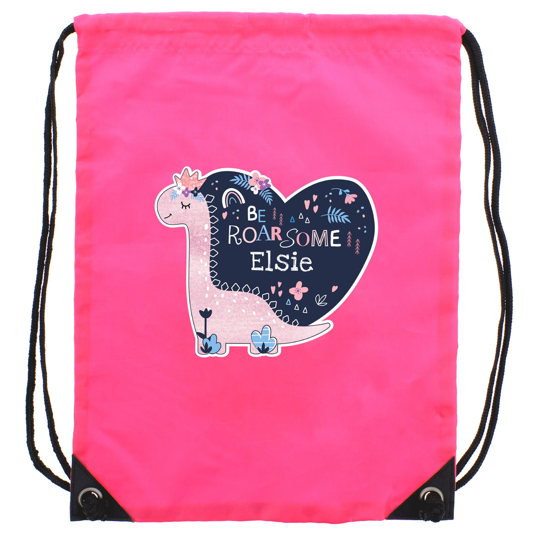 Personalised Dinosaur Pink Kit Bag – alternative view