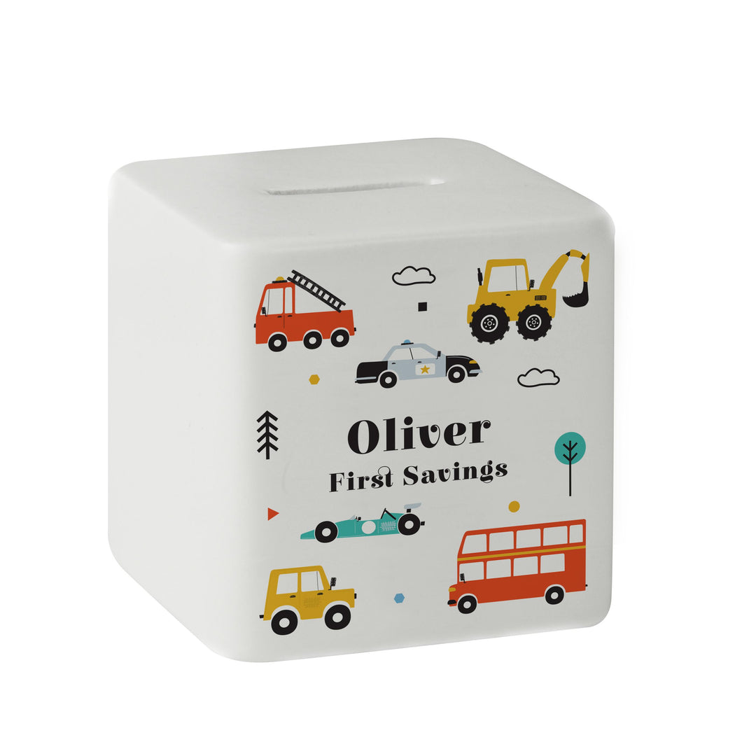 Personalised Vehicles Ceramic Square Money Box – alternative view