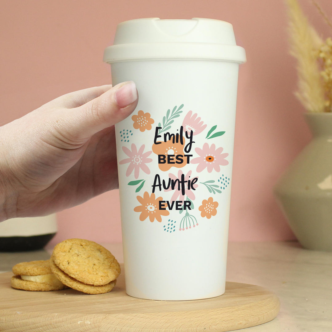 Personalised Floral Travel Mug – alternative view