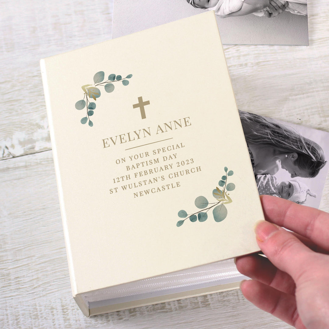Personalised Eucalyptus Cross 6x4 Photo Album, The Personal Shop, personalised gifts
