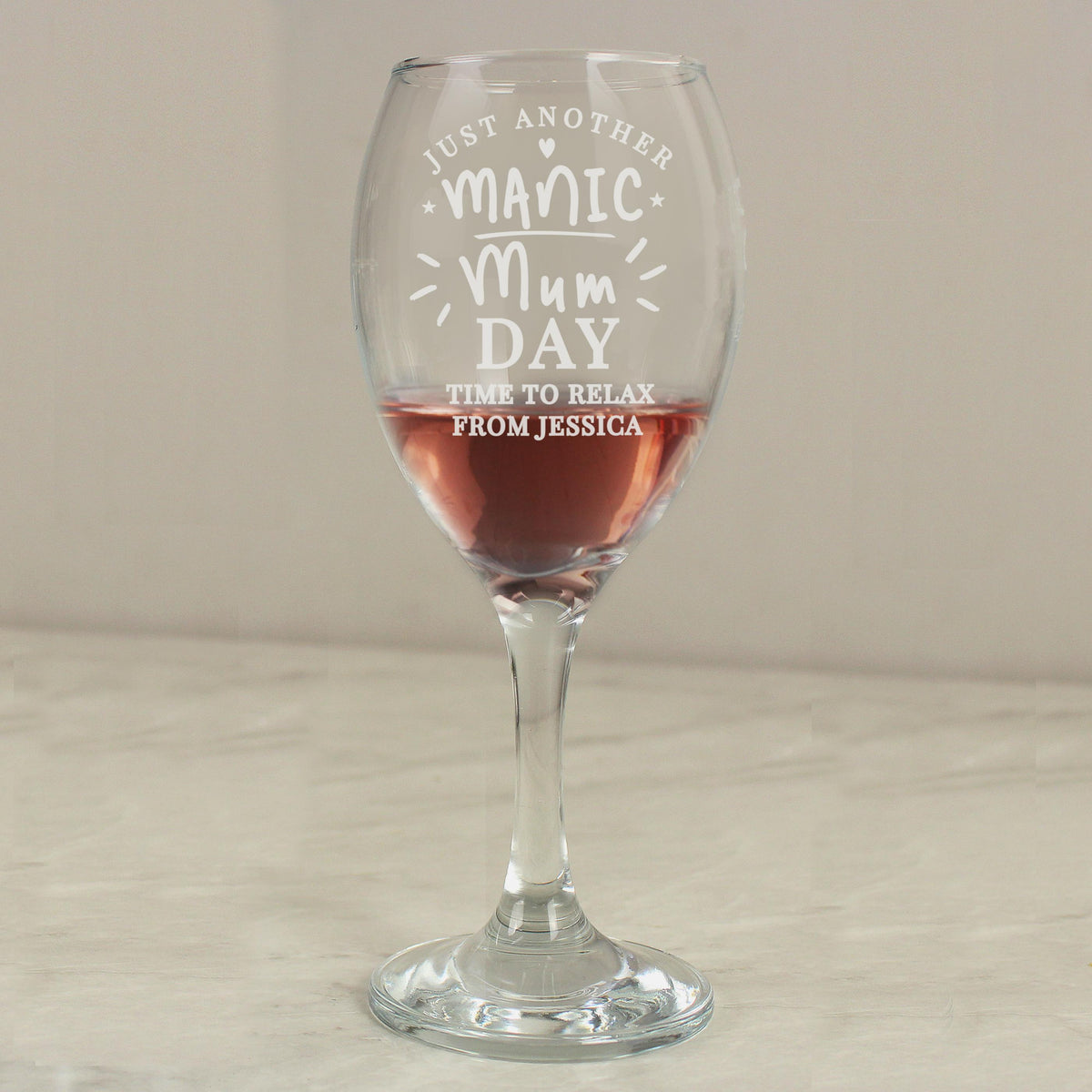 Personalised Manic Mum Day Wine Glass – alternative view