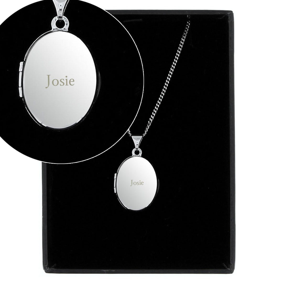 Personalised Sterling Silver Oval Locket Necklace – alternative view