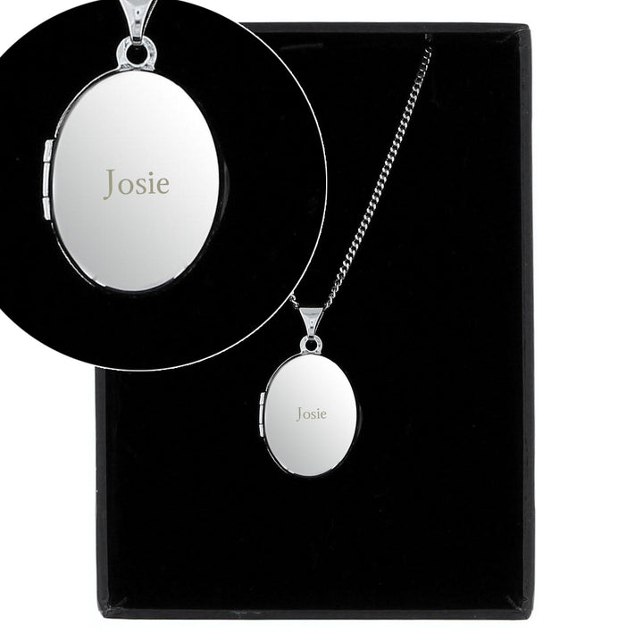 Personalised Sterling Silver Oval Locket Necklace – alternative view