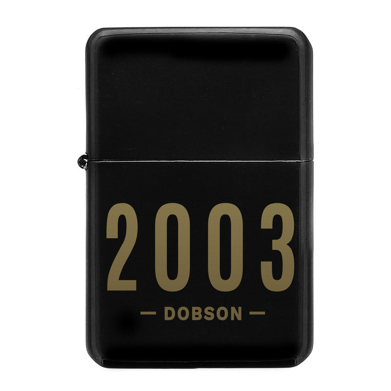 Personalised Date & Name Black Lighter