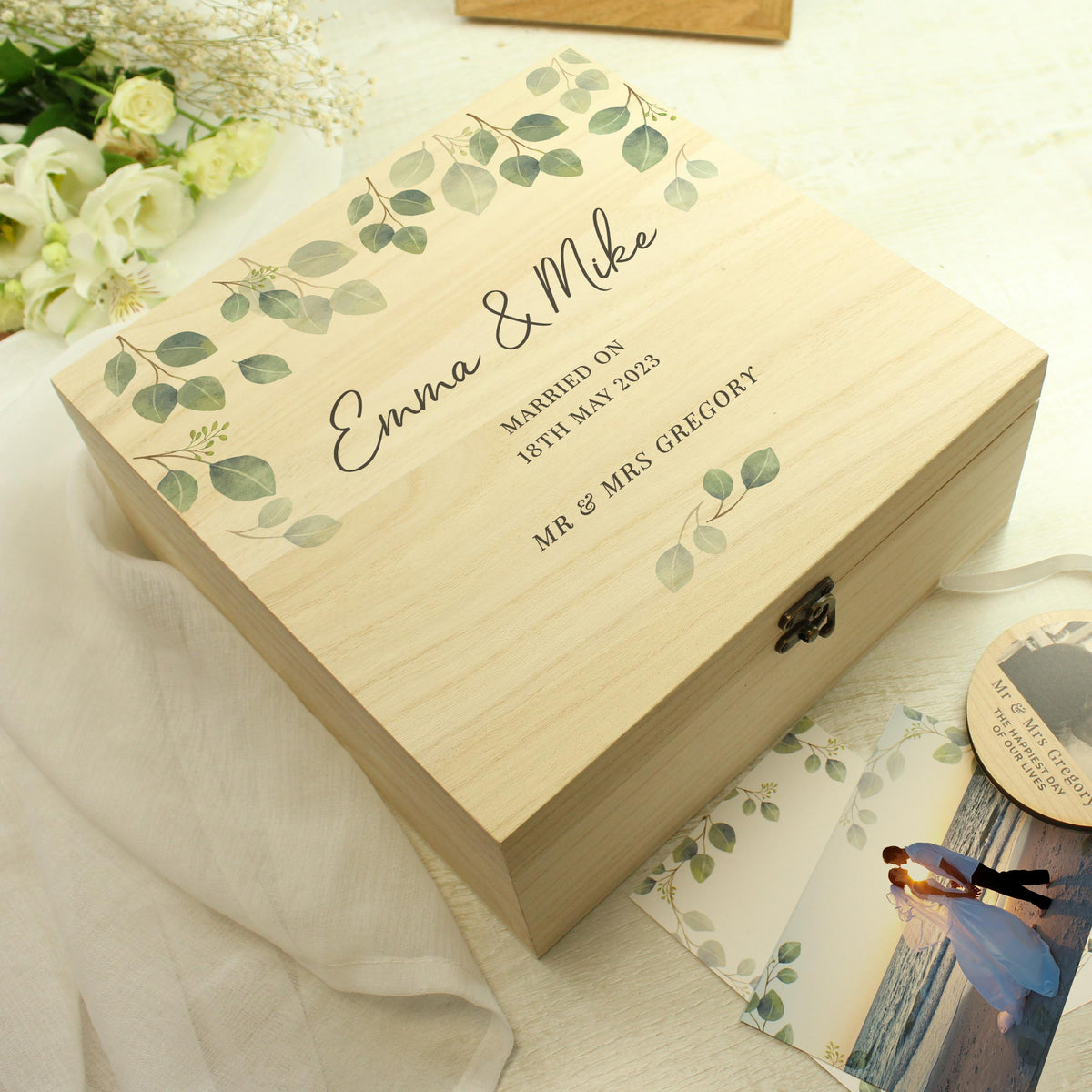Personalised Botanical Wooden Keepsake box, The Personal Shop, personalised gifts