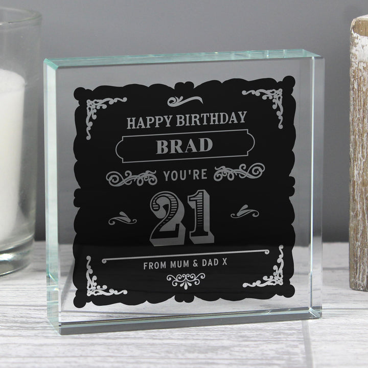 Personalised Birthday Vintage Typography Crystal Token, The Personal Shop, personalised gifts
