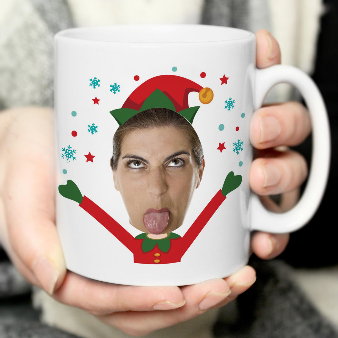 Personalised Photo Upload Christmas Elf Mug - alternative view