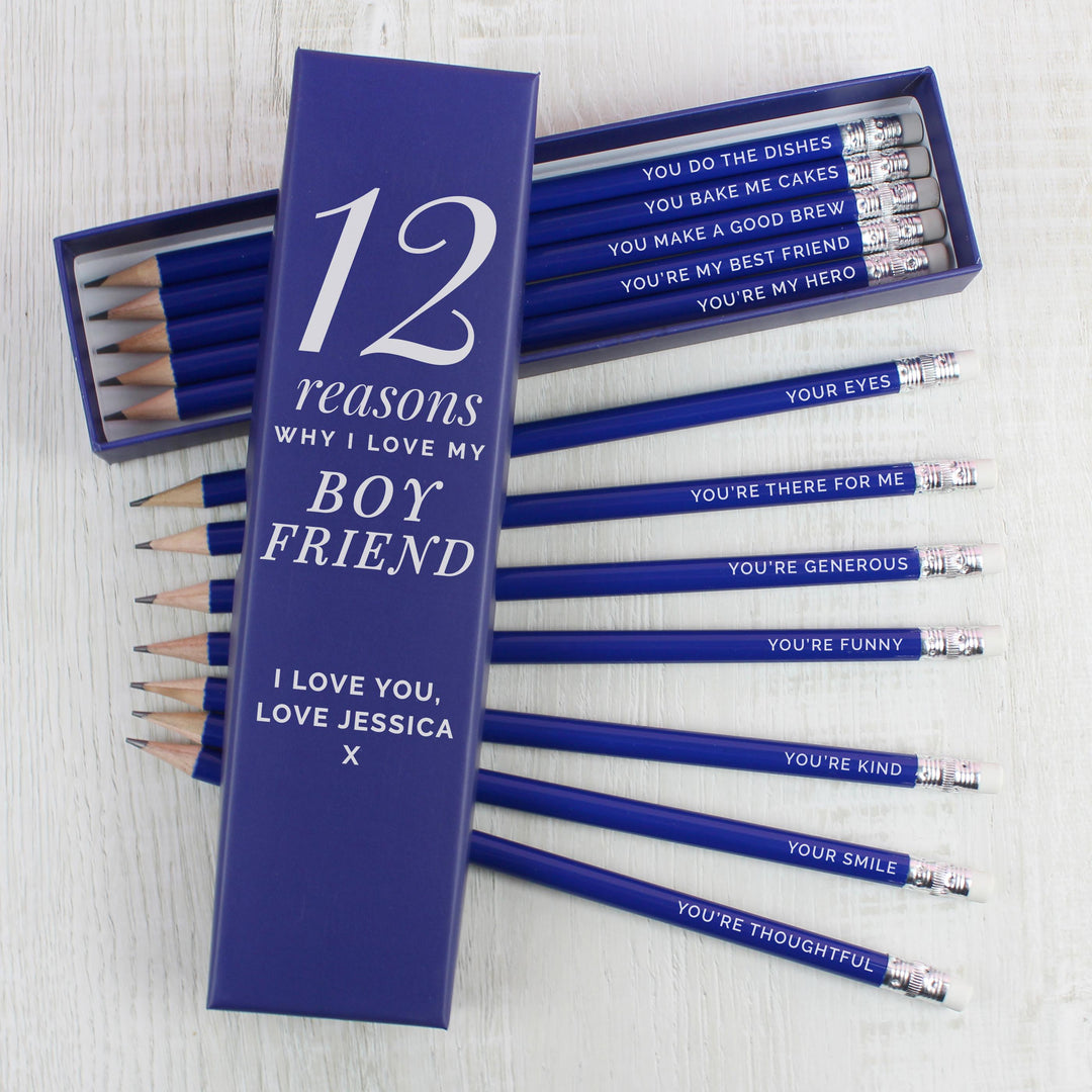 Personalised 12 Reasons Box and 12 Blue HB Pencils – alternative view