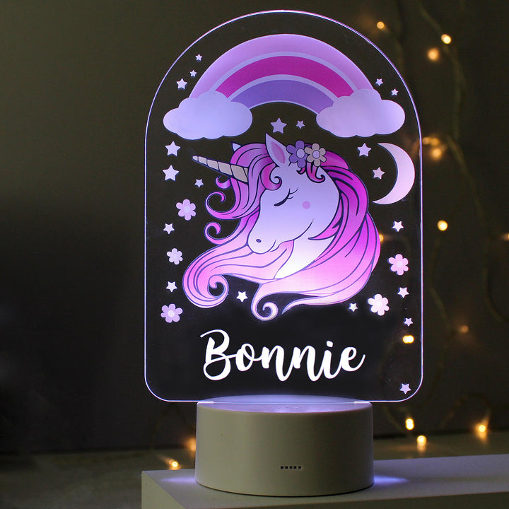 Personalised Pink Unicorn LED Colour Changing Night Light – alternative view