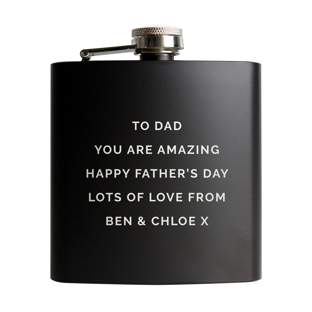 Personalised Free Text Black Hip Flask – alternative view