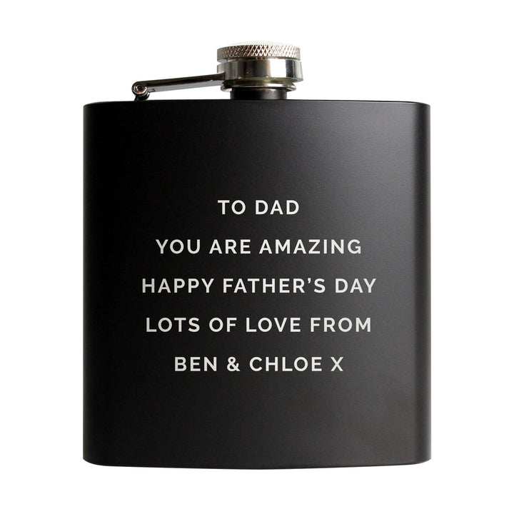 Personalised Free Text Black Hip Flask – alternative view