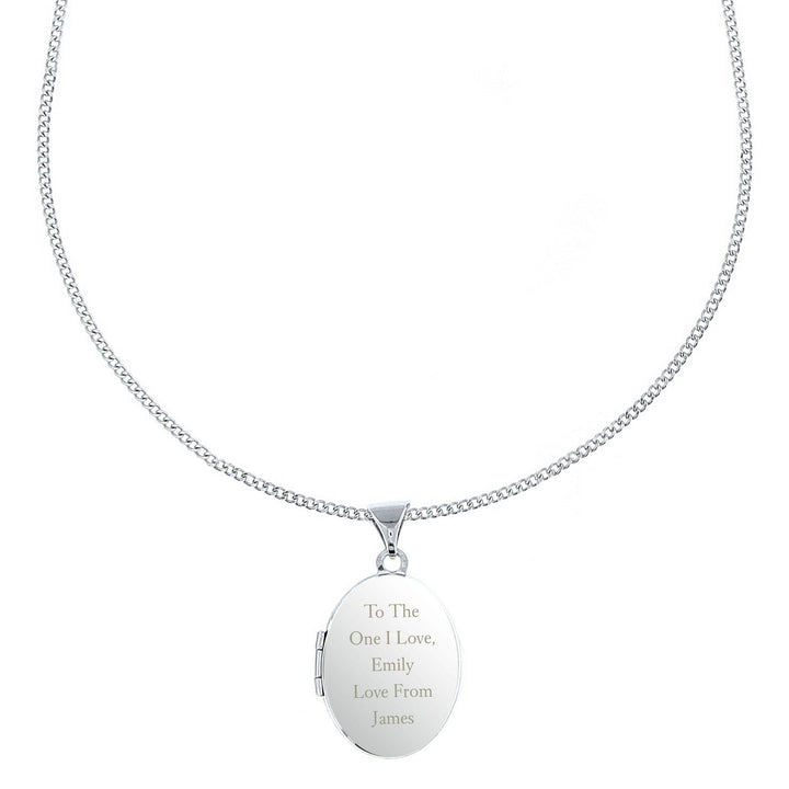 Personalised Sterling Silver Oval Locket Necklace – alternative view