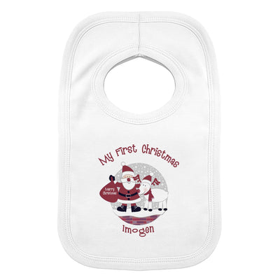 Personalised Rooftop Santa 1st Christmas Bib