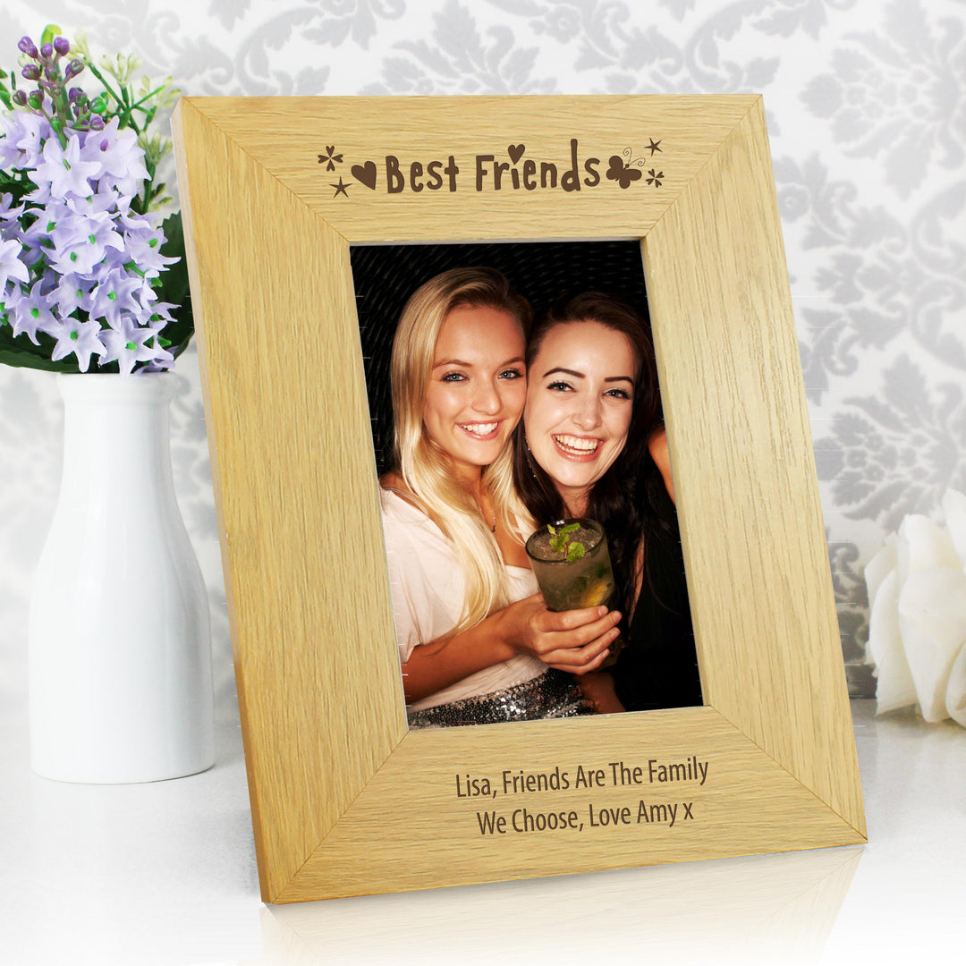 Personalised Oak Finish 6x4 Best Friends Photo Frame, The Personal Shop, personalised gifts