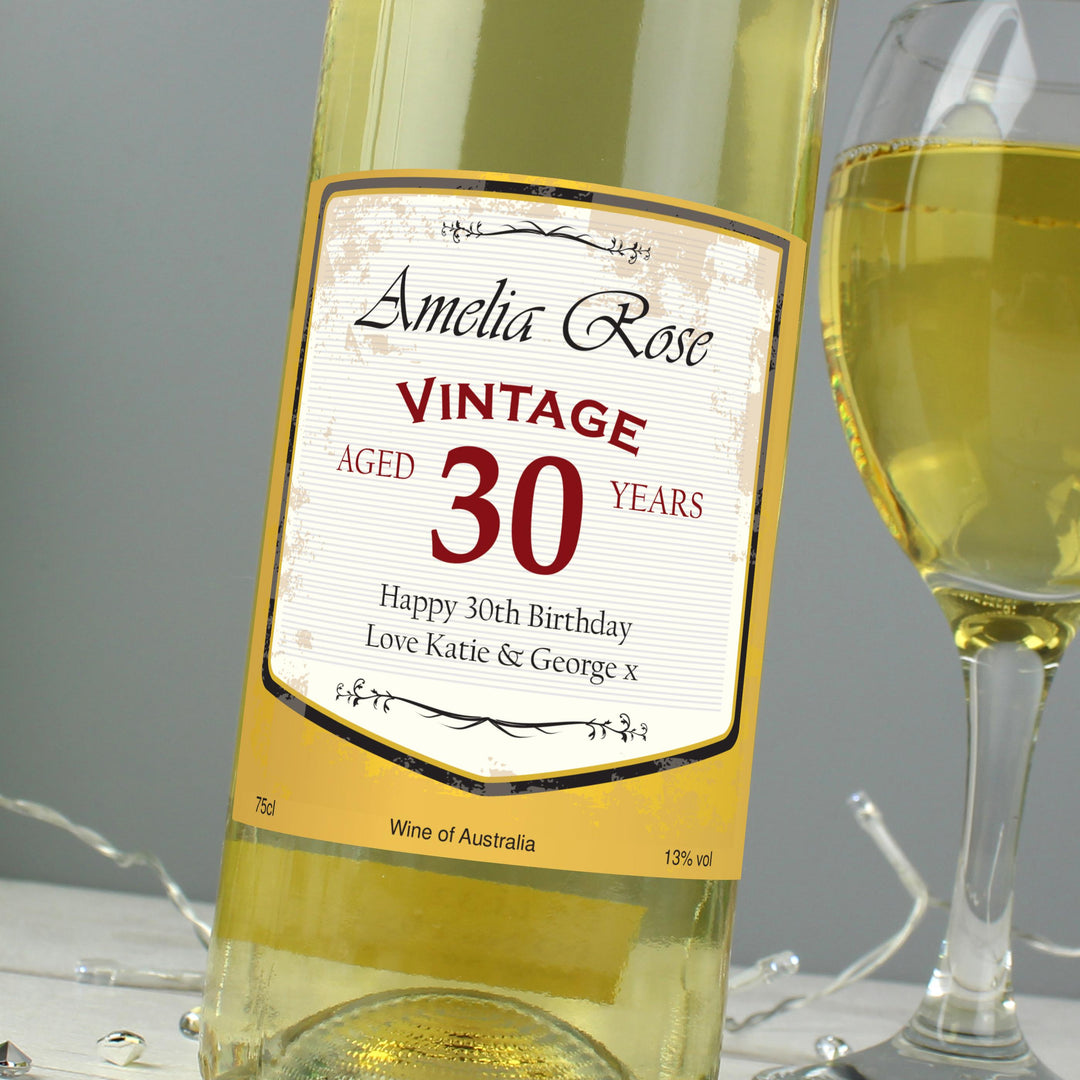 Personalised White Wine Vintage Age Label, The Personal Shop, personalised gifts