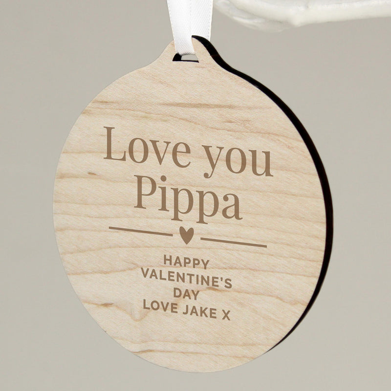 Personalised Couples Round Wooden Decoration