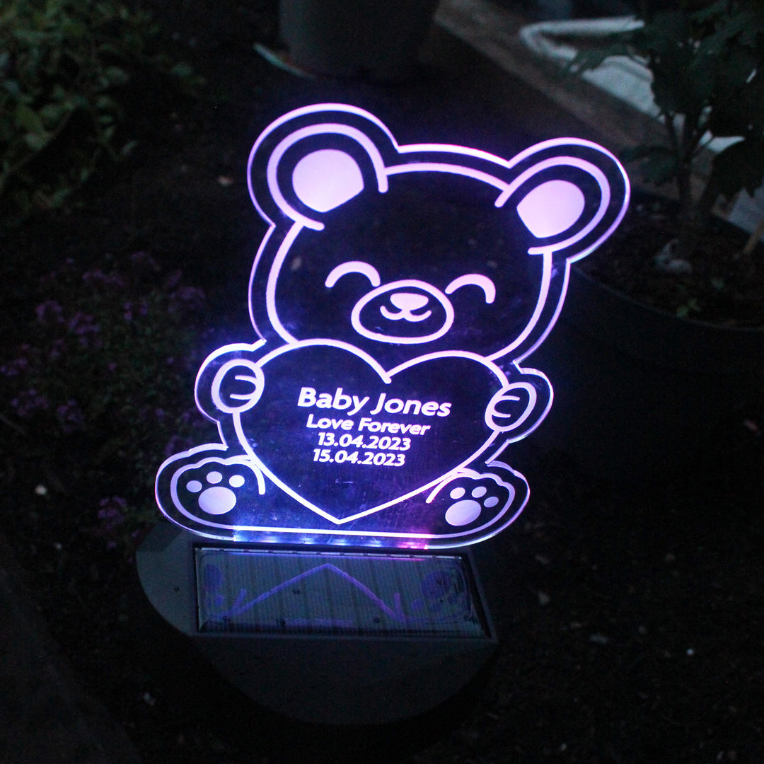 Personalised Bear Memorial Outdoor Solar Light – alternative view