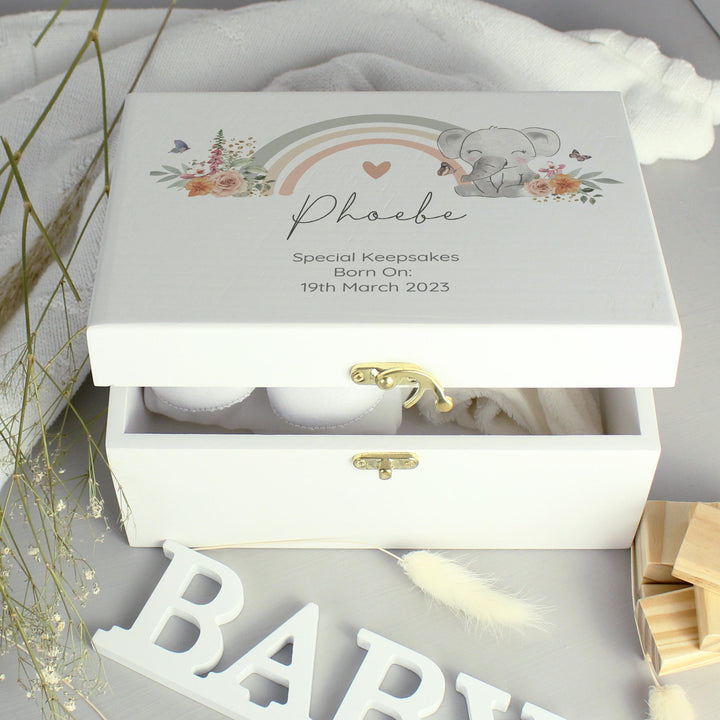 Personalised Elephant Wooden Keepsake Box – alternative view