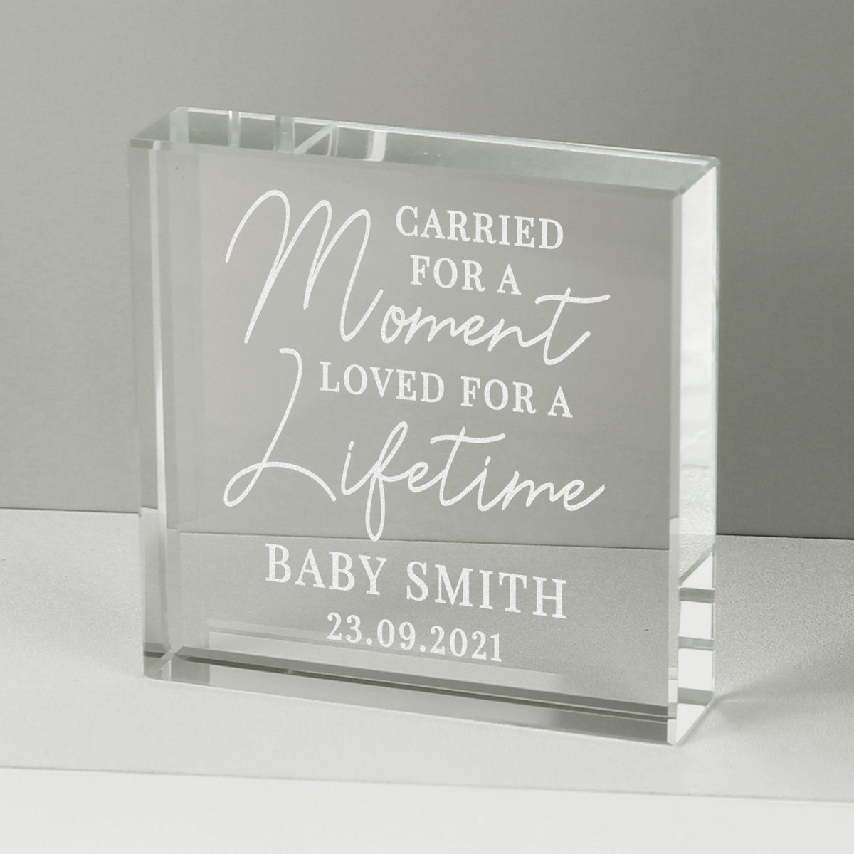 Personalised Carried for a Moment Large Crystal Token – alternative view