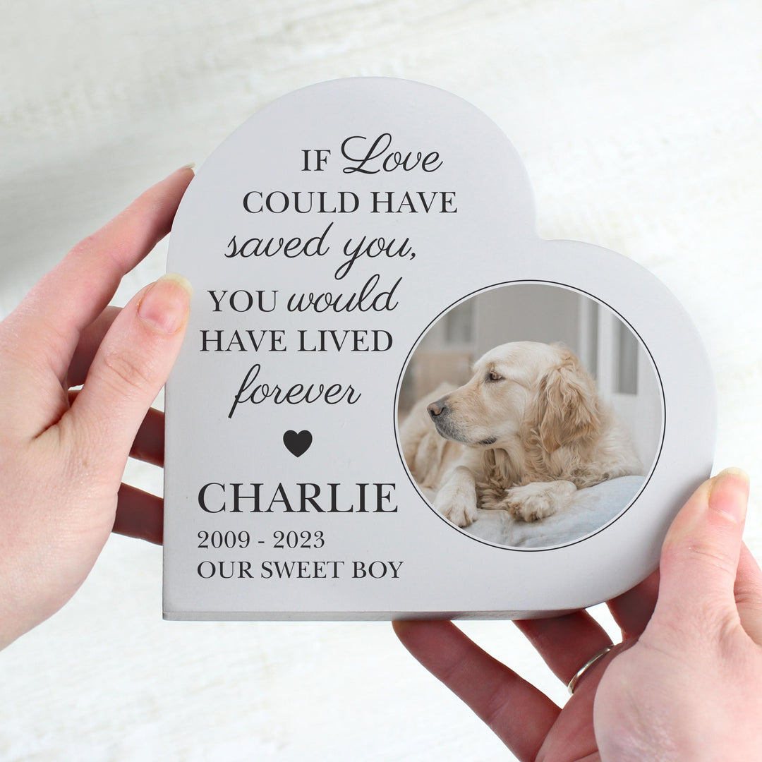Personalised Memorial Photo Upload Free Standing Heart Ornament – alternative view