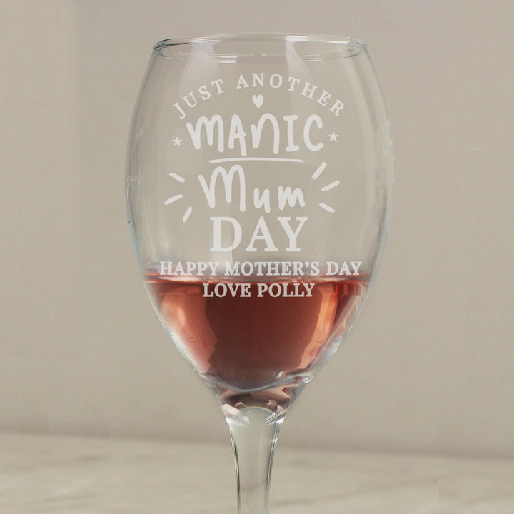 Personalised Manic Mum Day Wine Glass – alternative view