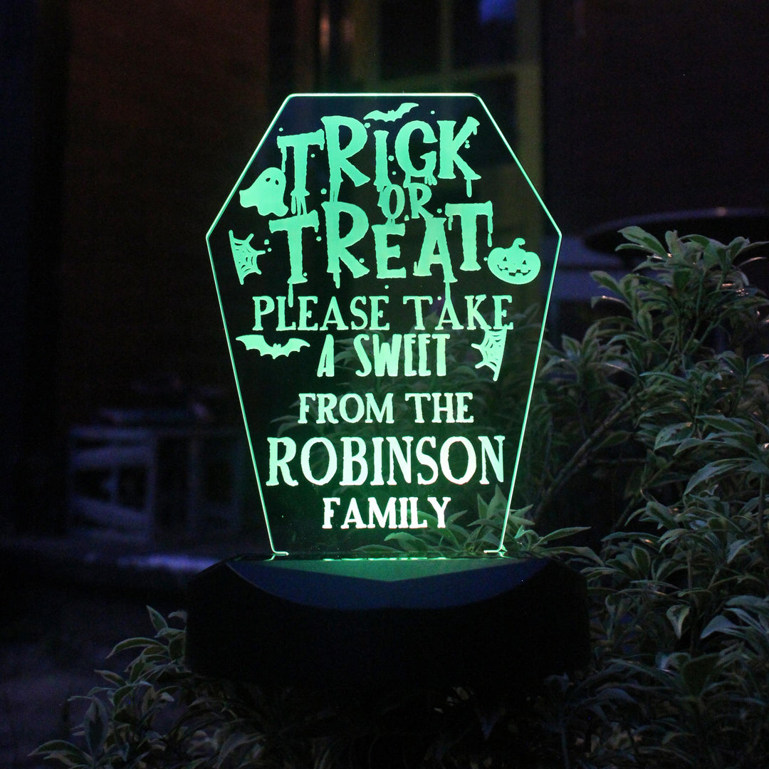 Personalised Trick or Treat Halloween Solar Light – alternative view