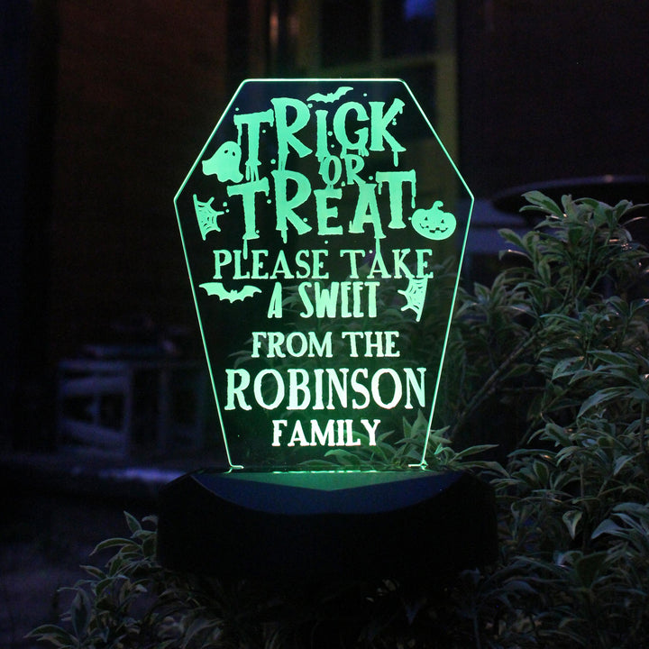 Personalised Trick or Treat Halloween Solar Light – alternative view