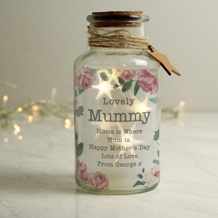 Personalised Floral Watercolour LED Glass Jar, The Personal Shop, personalised gifts
