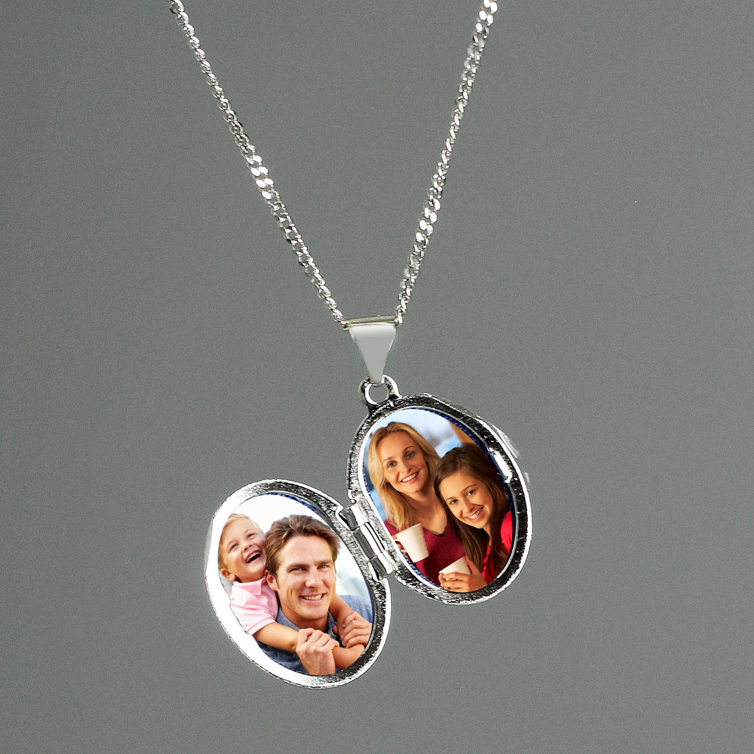 Personalised Sterling Silver Oval Locket Necklace – alternative view