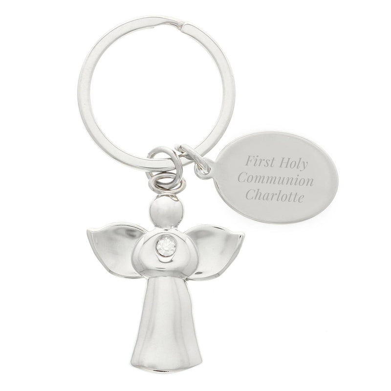 Personalised Silver Plated Angel Keyring