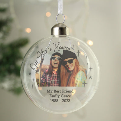 Personalised Photo Upload Memorial Glass Bauble