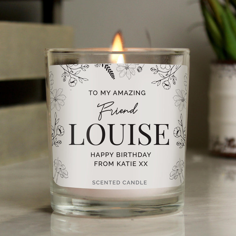 Personalised Mothers Day Floral Scented Jar Candle