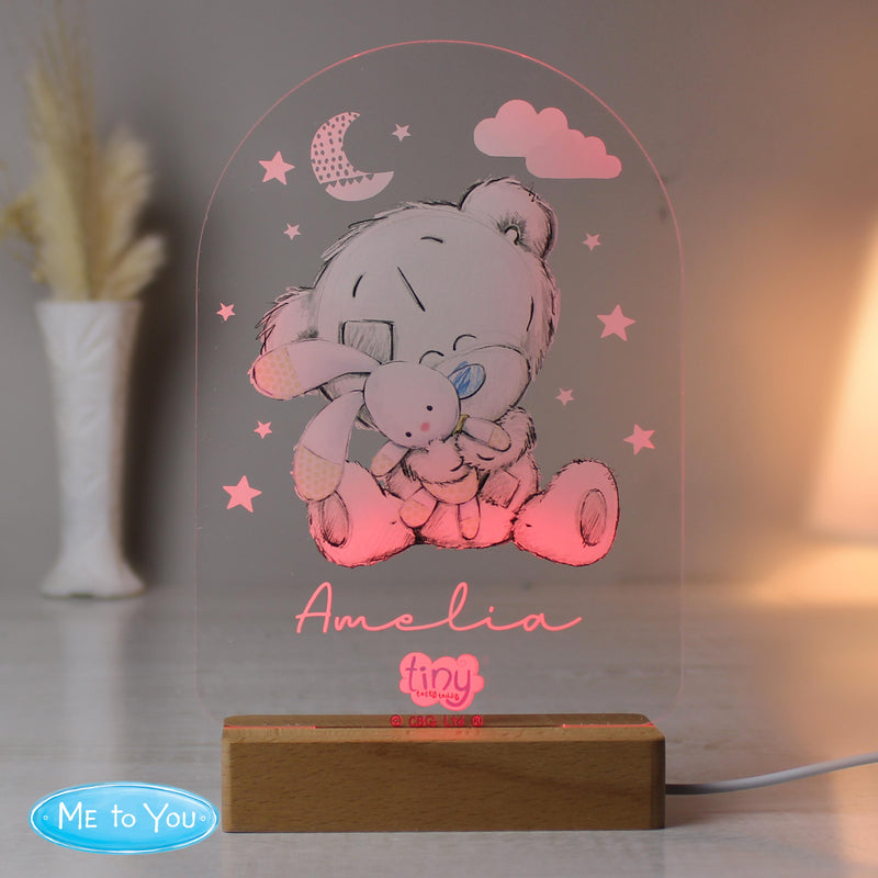 Personalised Tiny Tatty Teddy Wooden Based LED Light