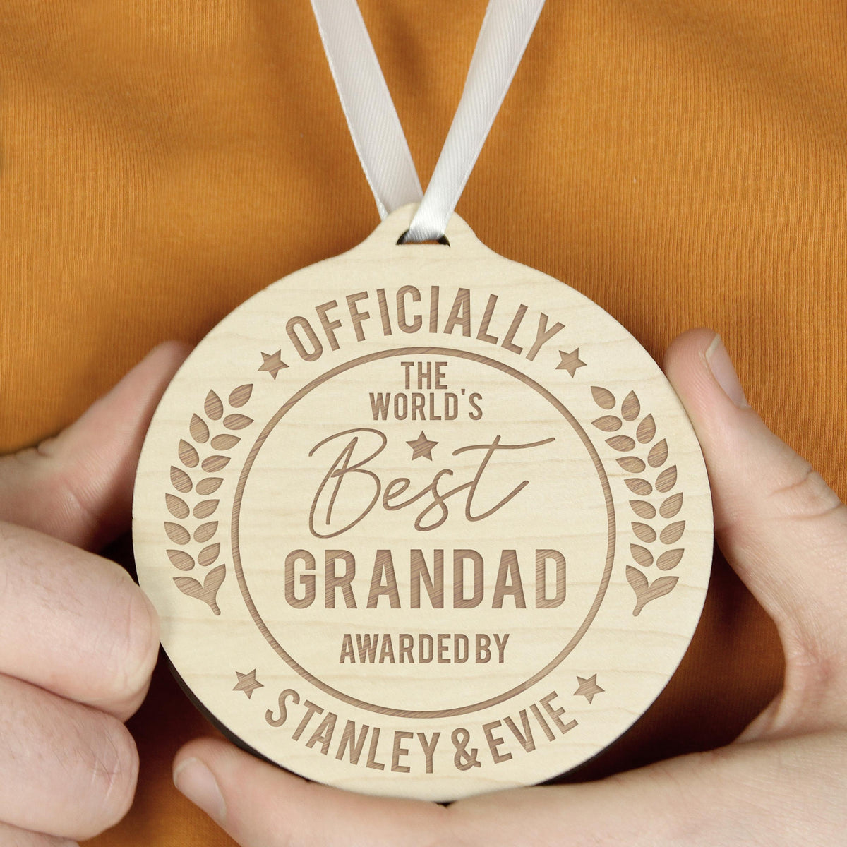 Personalised Officially The Best Round Wooden Medal – alternative view